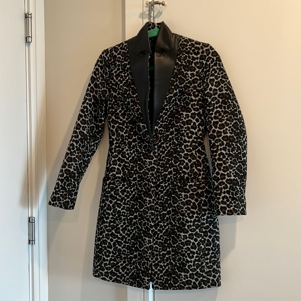 All Saints - Leopard print mid-coat, wool size 00, UK 2 Brand New